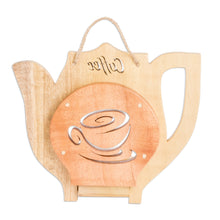 Load image into Gallery viewer, Teak &amp; Cedar Wood Single-Serve Drip Coffee Wall Panel - Sweet Aroma | NOVICA
