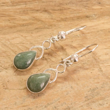 Load image into Gallery viewer, Sterling Silver Dangle Earrings with Drop-Shaped Jade Stones - Harmony Drops | NOVICA
