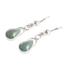Load image into Gallery viewer, Sterling Silver Dangle Earrings with Drop-Shaped Jade Stones - Harmony Drops | NOVICA
