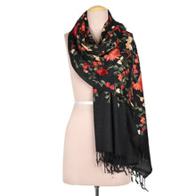 Load image into Gallery viewer, Chain-Stitched Embroidered Wool Shawl with Floral Motifs - Kashmir Blooms | NOVICA
