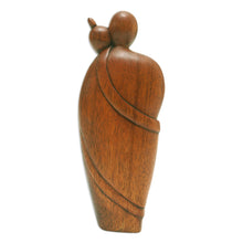 Load image into Gallery viewer, Hand-Carved Polished Suar Wood Sculpture of a Couple - Hug Therapy | NOVICA
