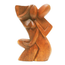 Load image into Gallery viewer, Hand-Carved Romantic Suar Wood Sculpture of a Couple - Comfort Hug | NOVICA
