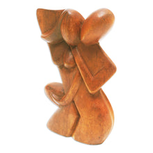Load image into Gallery viewer, Hand-Carved Romantic Suar Wood Sculpture of a Couple - Comfort Hug | NOVICA
