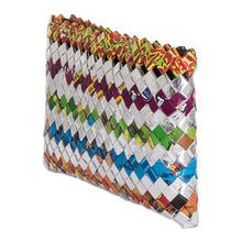 Load image into Gallery viewer, Eco-Friendly Colorful Metalized Wrapper Toiletry Case - Shining Party | NOVICA
