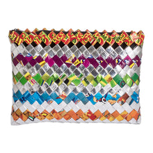 Load image into Gallery viewer, Eco-Friendly Colorful Metalized Wrapper Toiletry Case - Shining Party | NOVICA
