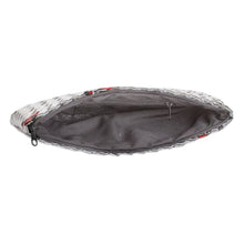 Load image into Gallery viewer, Eco-Friendly Metalized Wrapper Cosmetic Bag with Red Accents - Ecological Awareness | NOVICA
