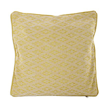 Load image into Gallery viewer, Handwoven Yellow Cotton Cushion Cover with Diamond Pattern - Diamond Splendor | NOVICA
