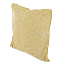 Load image into Gallery viewer, Handwoven Yellow Cotton Cushion Cover with Diamond Pattern - Diamond Splendor | NOVICA
