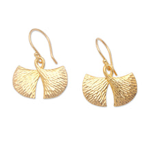 Load image into Gallery viewer, Hammered 18k Gold-Plated Brass Dangle Earrings from Bali - Golden Maiden | NOVICA
