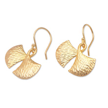 Load image into Gallery viewer, Hammered 18k Gold-Plated Brass Dangle Earrings from Bali - Golden Maiden | NOVICA
