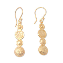 Load image into Gallery viewer, Modern 18k Gold-Plated Brass Dangle Earrings from Bali - Golden Galaxies | NOVICA

