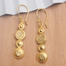 Load image into Gallery viewer, Modern 18k Gold-Plated Brass Dangle Earrings from Bali - Golden Galaxies | NOVICA
