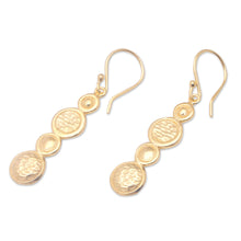 Load image into Gallery viewer, Modern 18k Gold-Plated Brass Dangle Earrings from Bali - Golden Galaxies | NOVICA
