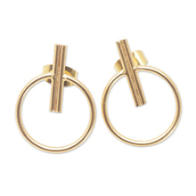 Load image into Gallery viewer, Abstract 18k Gold-Plated Brass Drop Earrings from Bali - Ethereal Sweetness | NOVICA
