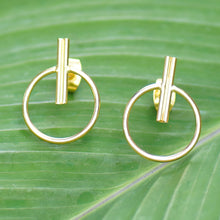 Load image into Gallery viewer, Abstract 18k Gold-Plated Brass Drop Earrings from Bali - Ethereal Sweetness | NOVICA
