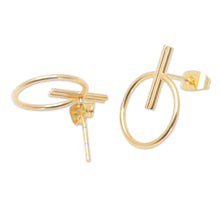 Load image into Gallery viewer, Abstract 18k Gold-Plated Brass Drop Earrings from Bali - Ethereal Sweetness | NOVICA
