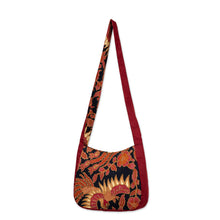 Load image into Gallery viewer, Traditional Beaded Cotton Batik Shoulder Bag in Red - Intense Sawunggaling | NOVICA
