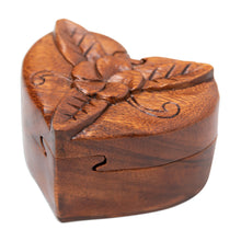 Load image into Gallery viewer, Hand-Carved Floral Brown Suar Wood Puzzle Box from Bali - Frangipani Challenge | NOVICA
