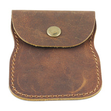 Load image into Gallery viewer, Handcrafted Brown Leather Coin Purse with Brass Snap Closure - Cute Tresure | NOVICA
