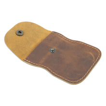 Load image into Gallery viewer, Handcrafted Brown Leather Coin Purse with Brass Snap Closure - Cute Tresure | NOVICA
