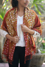 Load image into Gallery viewer, Warm-Toned Handcrafted Batik Rayon Shawl from Java - Shore Sunset | NOVICA
