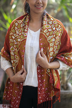 Load image into Gallery viewer, Warm-Toned Handcrafted Batik Rayon Shawl from Java - Shore Sunset | NOVICA
