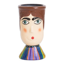 Load image into Gallery viewer, Hand-Painted Striped Ceramic Flower Pot from Guatemala - San Felipe's Giant | NOVICA
