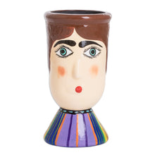 Load image into Gallery viewer, Hand-Painted Striped Ceramic Flower Pot from Guatemala - San Felipe's Giant | NOVICA
