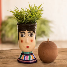Load image into Gallery viewer, Hand-Painted Vibrant Ceramic Flower Pot from Guatemala - San Bartolo's Giant | NOVICA

