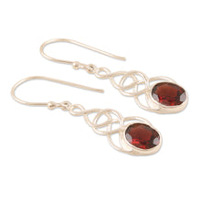 Load image into Gallery viewer, Sterling Silver Dangle Earrings with Garnet Gemstones - Red Flair | NOVICA
