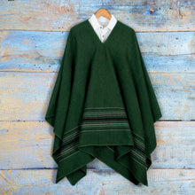 Load image into Gallery viewer, Alpaca Blend Poncho in Green with V-Neck Made in Peru - Green Nazca | NOVICA
