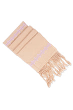 Load image into Gallery viewer, Pink Embroidered Cotton Shawl in a Solid Caramel Hue - Empress's Pink Spirit | NOVICA
