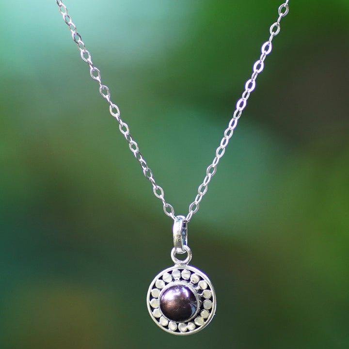 Sterling Silver Pendant Necklace with Brown Cultured Pearl - Fabulous Flair | NOVICA