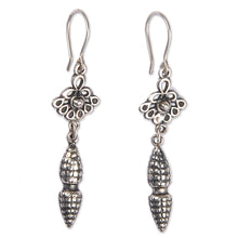 Load image into Gallery viewer, Sterling Silver Tulip Dangle Earrings with Antique Finish - Budding Tulips | NOVICA
