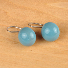 Load image into Gallery viewer, Modern Light Blue Ceramic Drop Earrings with Silver Hooks - Light Blue Moon | NOVICA
