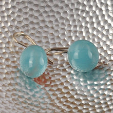 Load image into Gallery viewer, Modern Light Blue Ceramic Drop Earrings with Silver Hooks - Light Blue Moon | NOVICA
