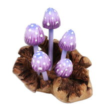 Load image into Gallery viewer, Purple Hand-Painted Jempinis and Benalu Wood Sculpture - Wood Fantasy | NOVICA
