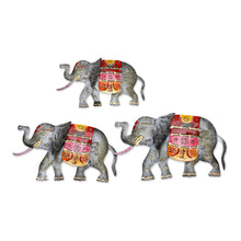Load image into Gallery viewer, Set of 3 Handcrafted Traditional Iron Wall Art Elephants - Sulawesi Elephants | NOVICA

