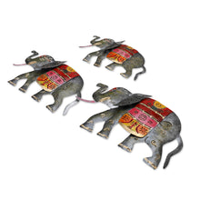 Load image into Gallery viewer, Set of 3 Handcrafted Traditional Iron Wall Art Elephants - Sulawesi Elephants | NOVICA
