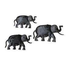 Load image into Gallery viewer, Set of 3 Handcrafted Traditional Iron Wall Art Elephants - Sulawesi Elephants | NOVICA
