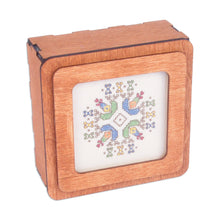 Load image into Gallery viewer, Handmade Wood Jewelry Box with Colorful Embroidered Motif - Amazing Colors | NOVICA
