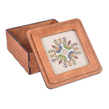 Load image into Gallery viewer, Handmade Wood Jewelry Box with Colorful Embroidered Motif - Amazing Colors | NOVICA
