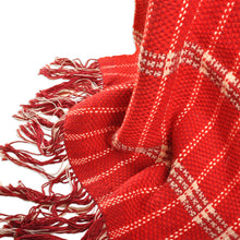 Load image into Gallery viewer, Striped Red and Beige Wool Throw Hand-Woven in Armenia - Warm and Cozy | NOVICA
