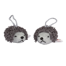 Load image into Gallery viewer, Pair of Grey Acrylic Hedgehog Ornaments Crocheted by Hand - Spiky Celebration | NOVICA
