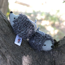 Load image into Gallery viewer, Pair of Grey Acrylic Hedgehog Ornaments Crocheted by Hand - Spiky Celebration | NOVICA
