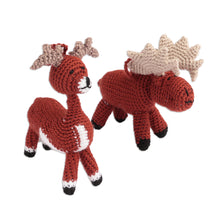 Load image into Gallery viewer, Set of 2 Deer and Moose Acrylic Ornaments Crocheted by Hand - Holidays from the Conifers | NOVICA
