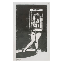 Load image into Gallery viewer, Handcrafted Whimsical Expressionist Woodcut Print - Payphone | NOVICA
