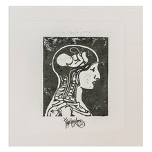 Load image into Gallery viewer, Expressionist Xylograph Print of X-Ray of Man and Fetus - Conception | NOVICA
