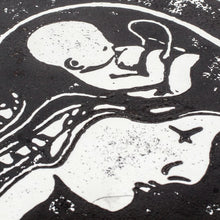 Load image into Gallery viewer, Expressionist Xylograph Print of X-Ray of Man and Fetus - Conception | NOVICA
