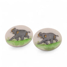 Load image into Gallery viewer, Set of 2 Hand-Painted Elephant-Themed Soapstone Coasters - Marching Elephant | NOVICA
